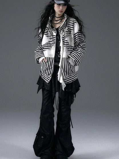 Punk Aesthetic Loose Fleece Peplum Hoodie Coat