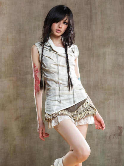 ARIADNAw Punk Asym Fold Vest Multi Wear Vintage Summer