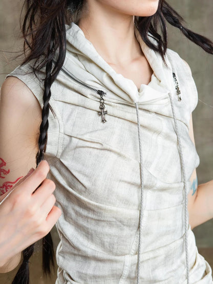 Punk Asym Fold Vest Multi Wear Vintage Summer