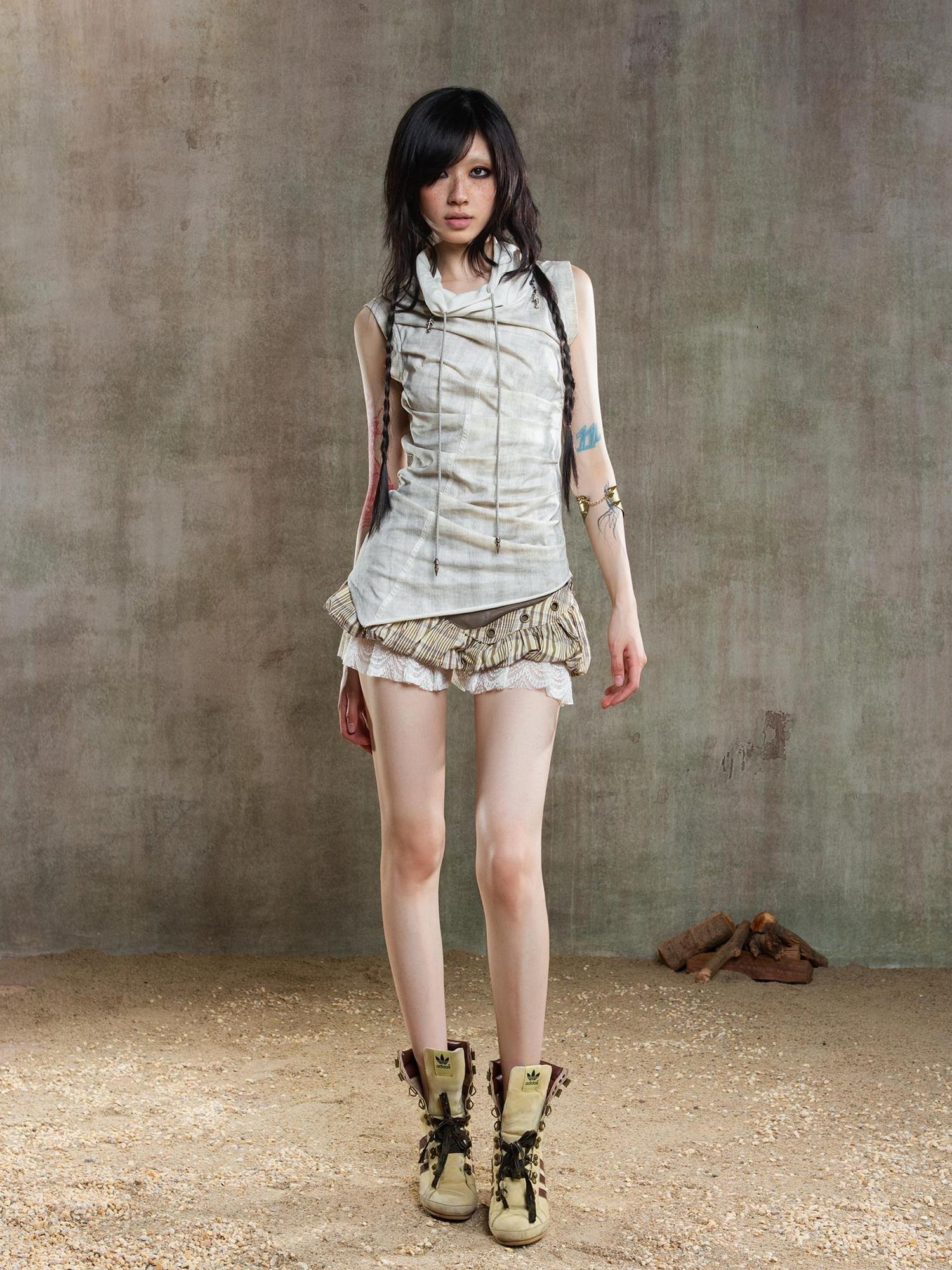 ARIADNAw Punk Asym Fold Vest Multi Wear Vintage Summer
