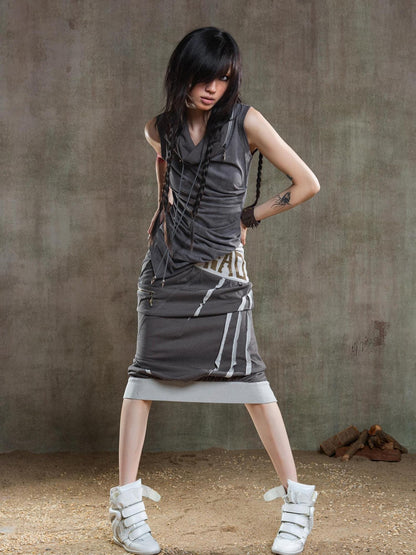 ARIADNAw Punk Asym Fold Vest Multi Wear Vintage Summer