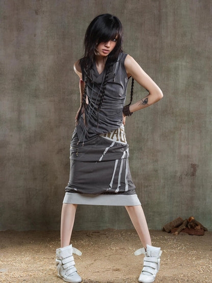 Punk Asym Fold Vest Multi Wear Vintage Summer