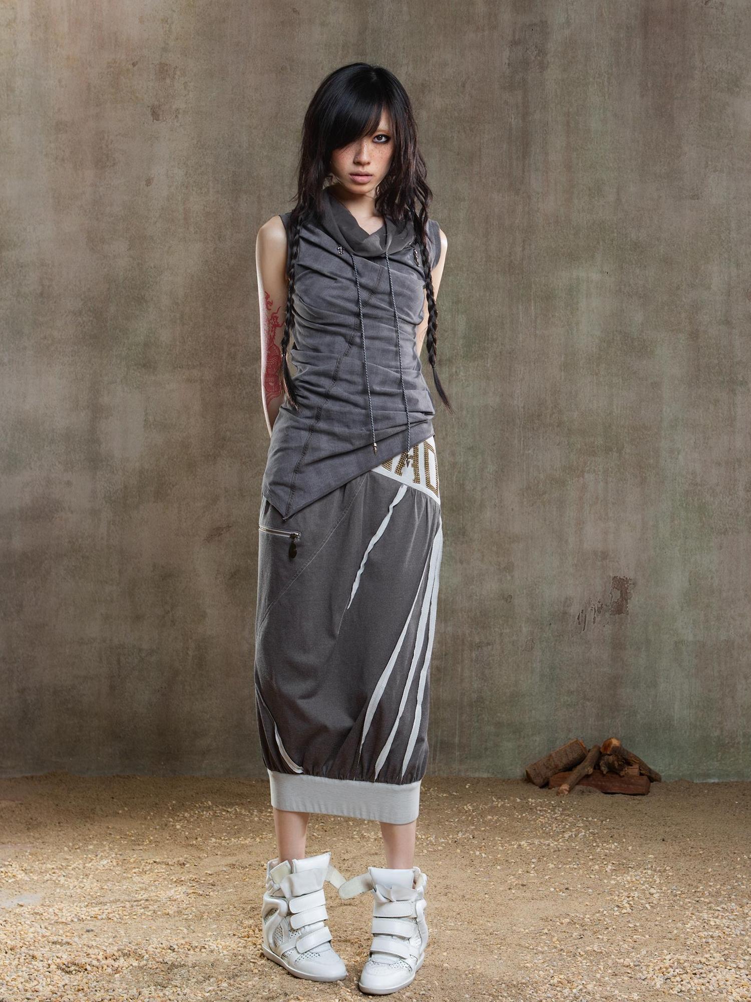 ARIADNAw Punk Asym Fold Vest Multi Wear Vintage Summer
