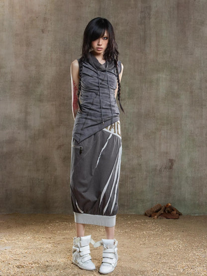 Punk Asym Fold Vest Multi Wear Vintage Summer