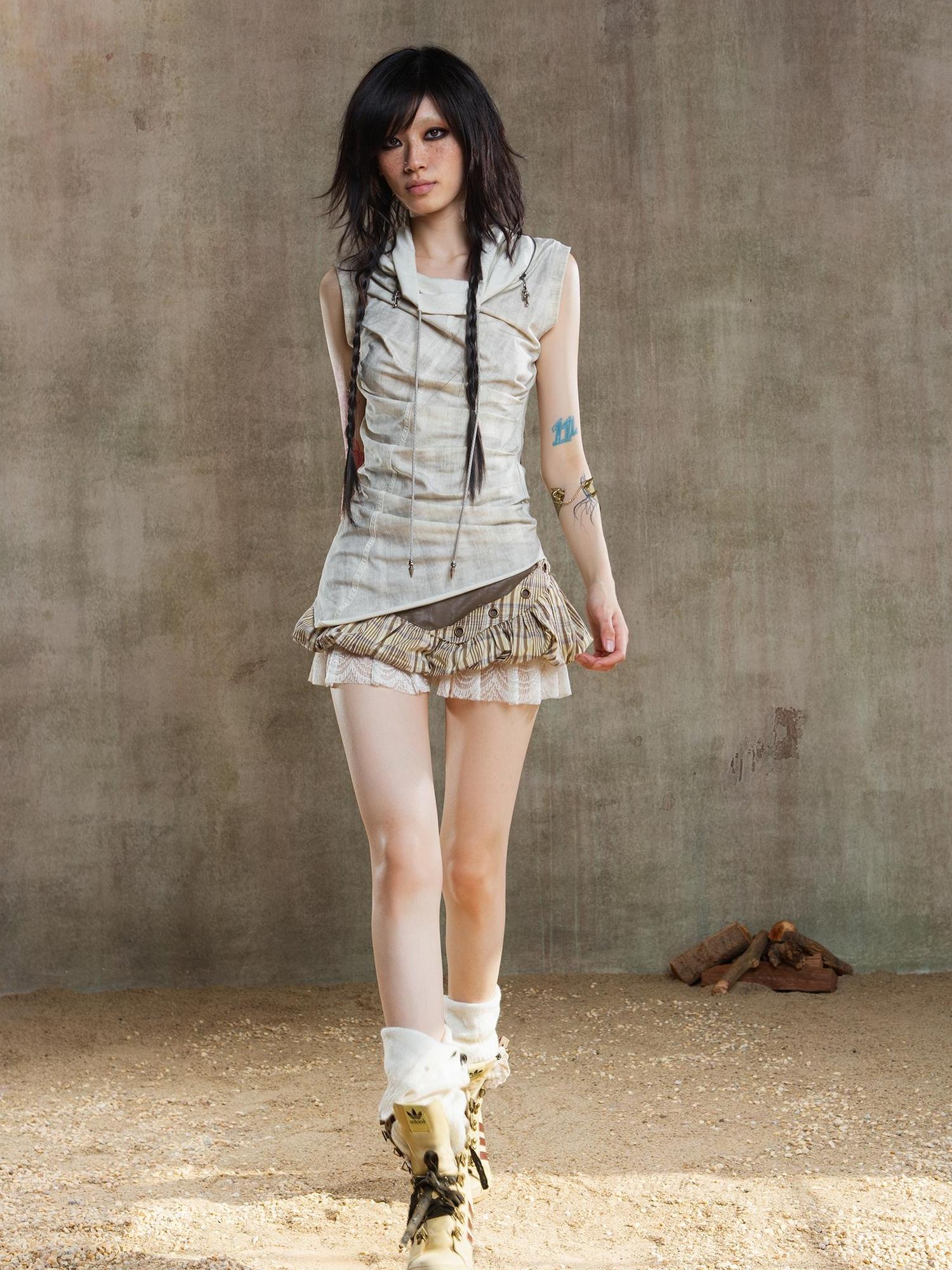 ARIADNAw Punk Asym Fold Vest Multi Wear Vintage Summer