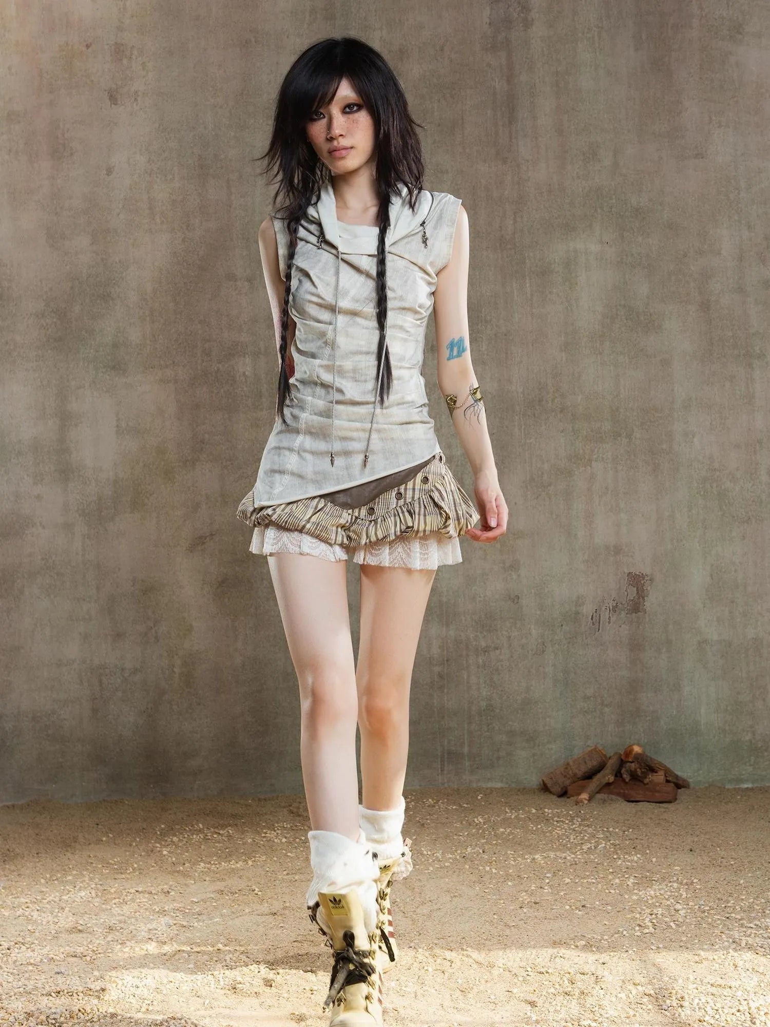 Punk Asym Fold Vest Multi Wear Vintage Summer