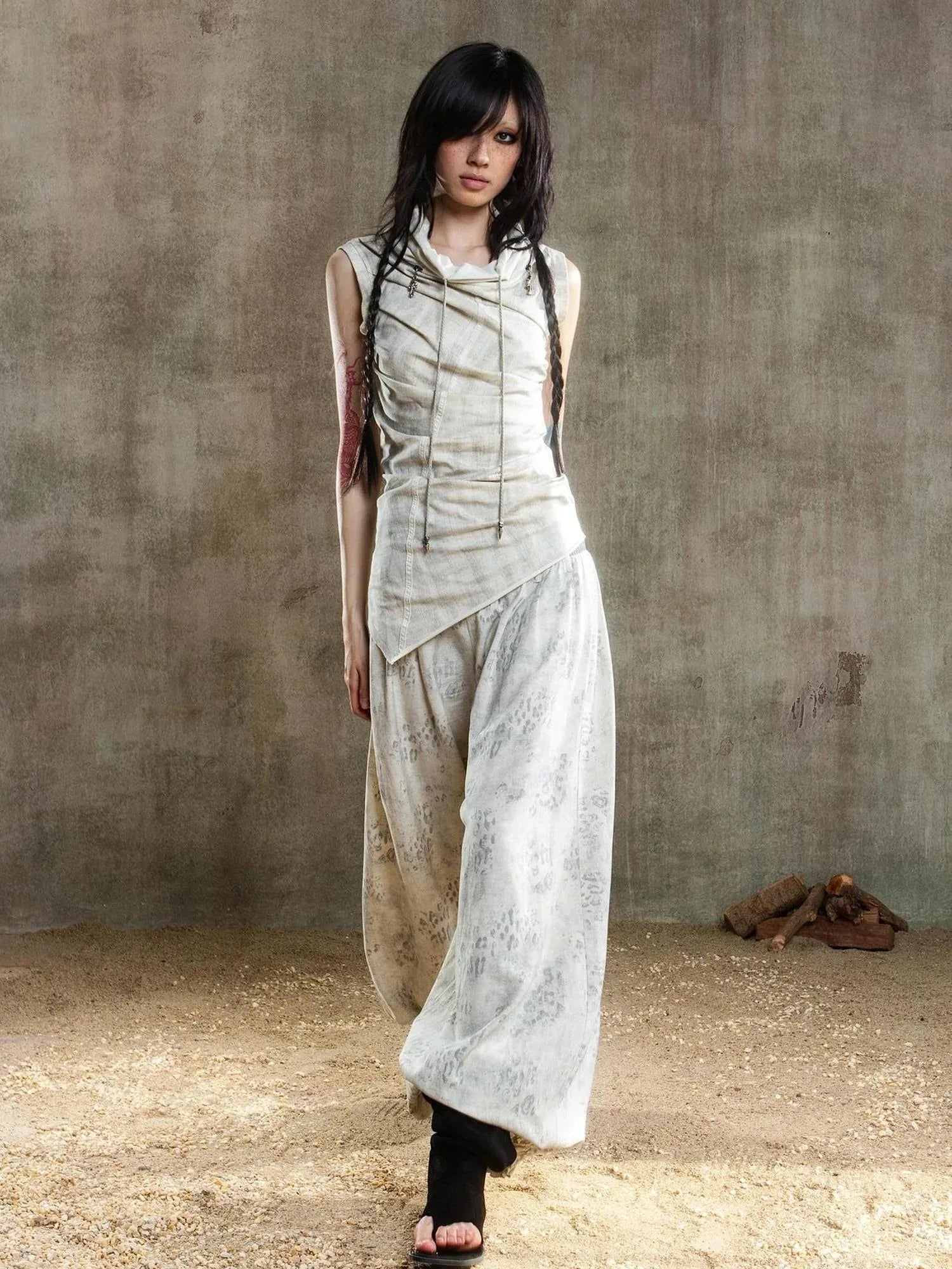 Punk Asym Fold Vest Multi Wear Vintage Summer