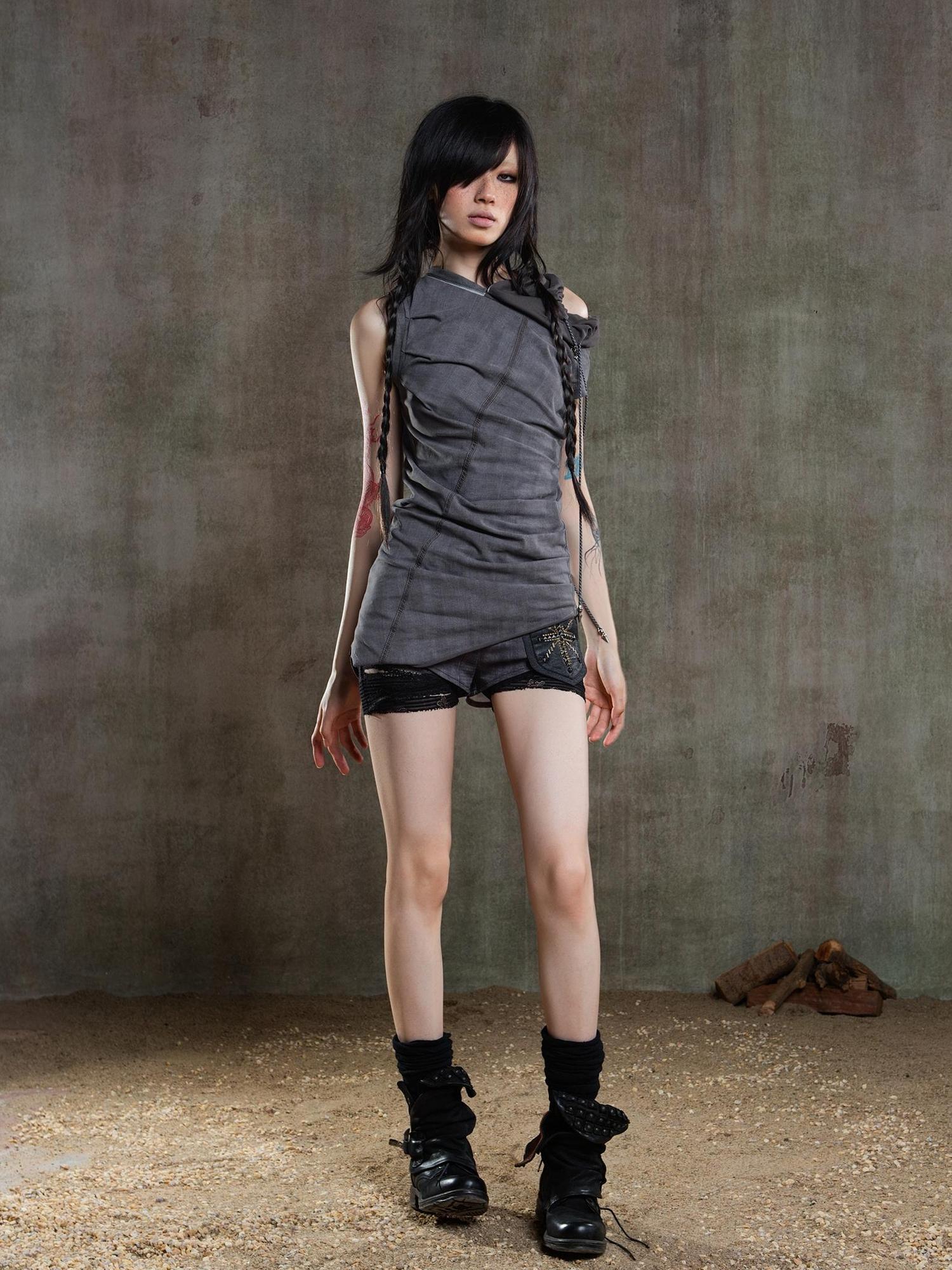 ARIADNAw Punk Asym Fold Vest Multi Wear Vintage Summer