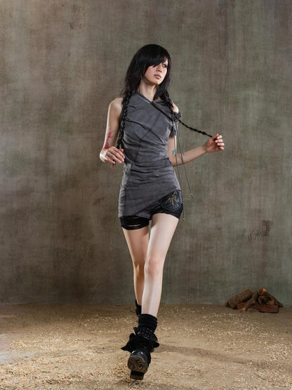 Punk Asym Fold Vest Multi Wear Vintage Summer