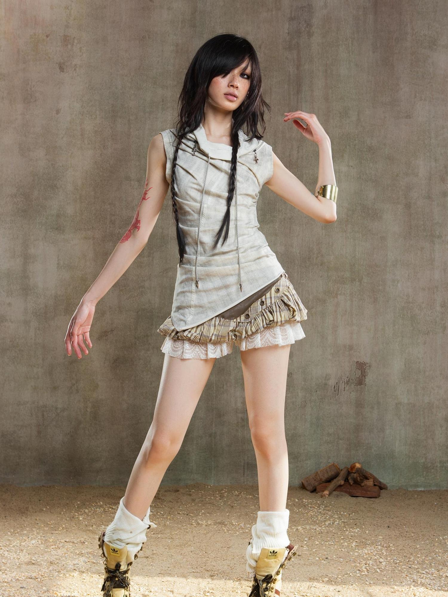 ARIADNAw Punk Asym Fold Vest Multi Wear Vintage Summer