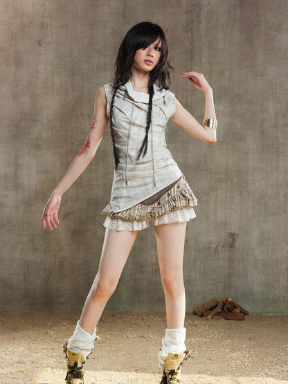 ARIADNAw Punk Asym Fold Vest Multi Wear Vintage Summer