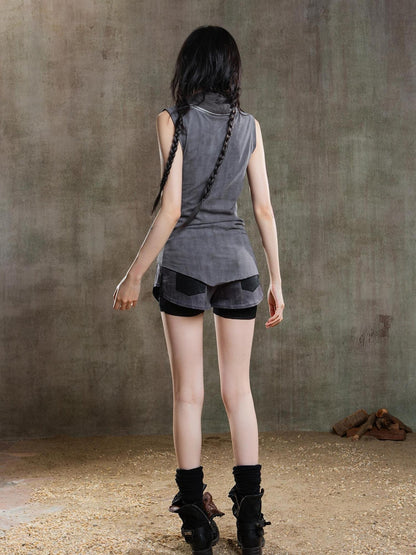 ARIADNAw Punk Asym Fold Vest Multi Wear Vintage Summer