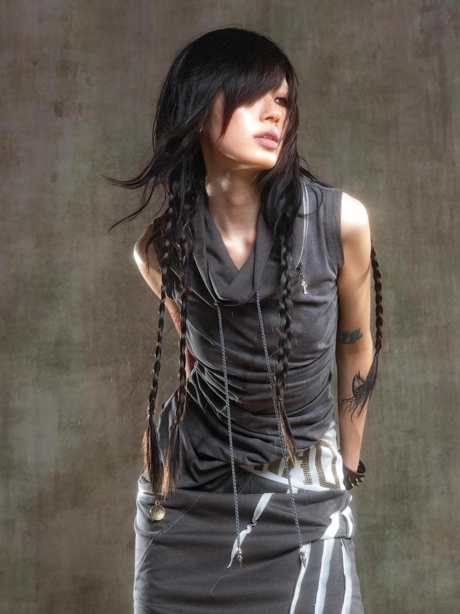 Punk Asym Fold Vest Multi Wear Vintage Summer