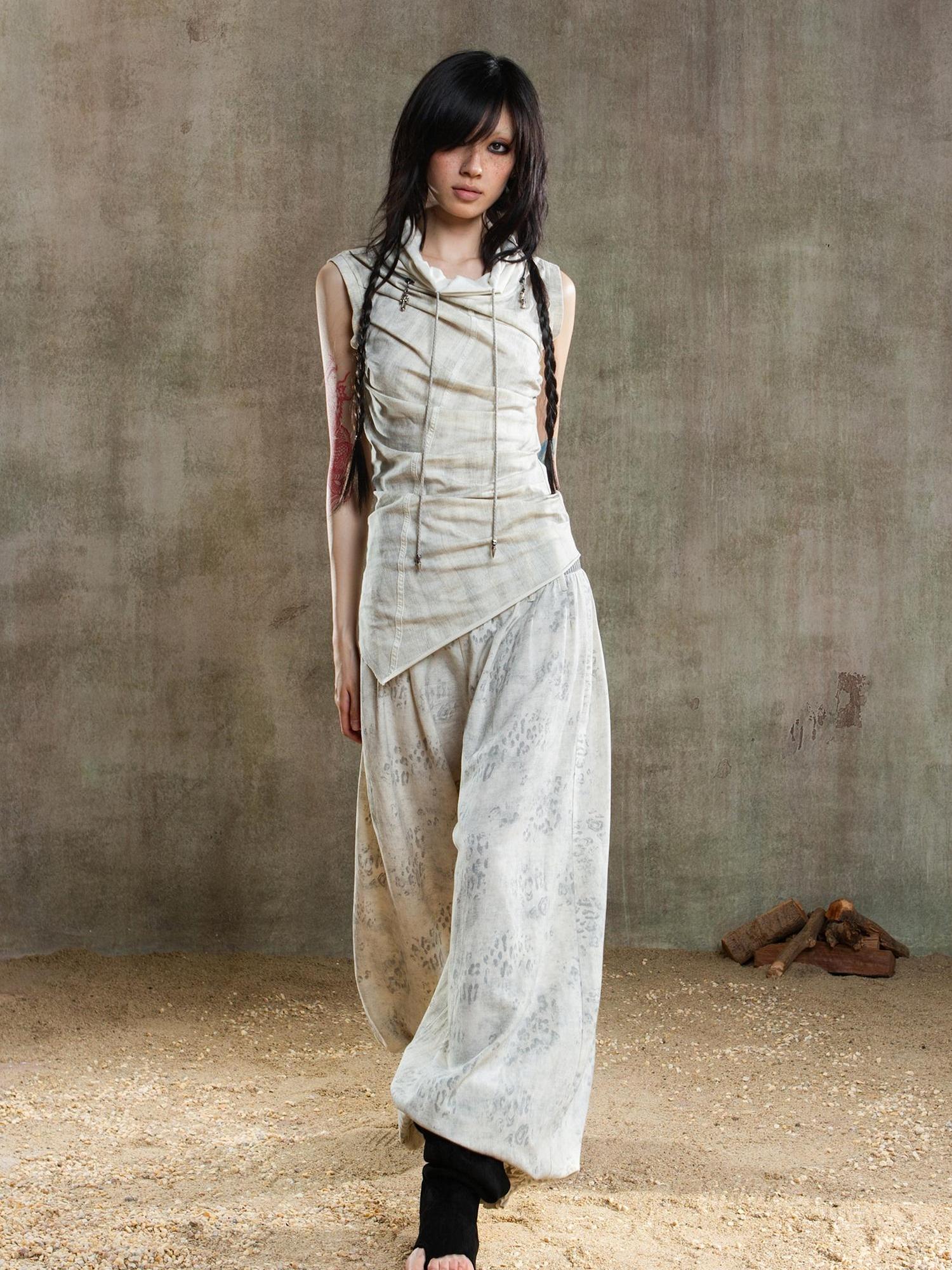 ARIADNAw Punk Asym Fold Vest Multi Wear Vintage Summer