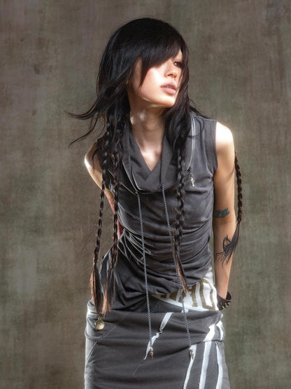 ARIADNAw Punk Asym Fold Vest Multi Wear Vintage Summer