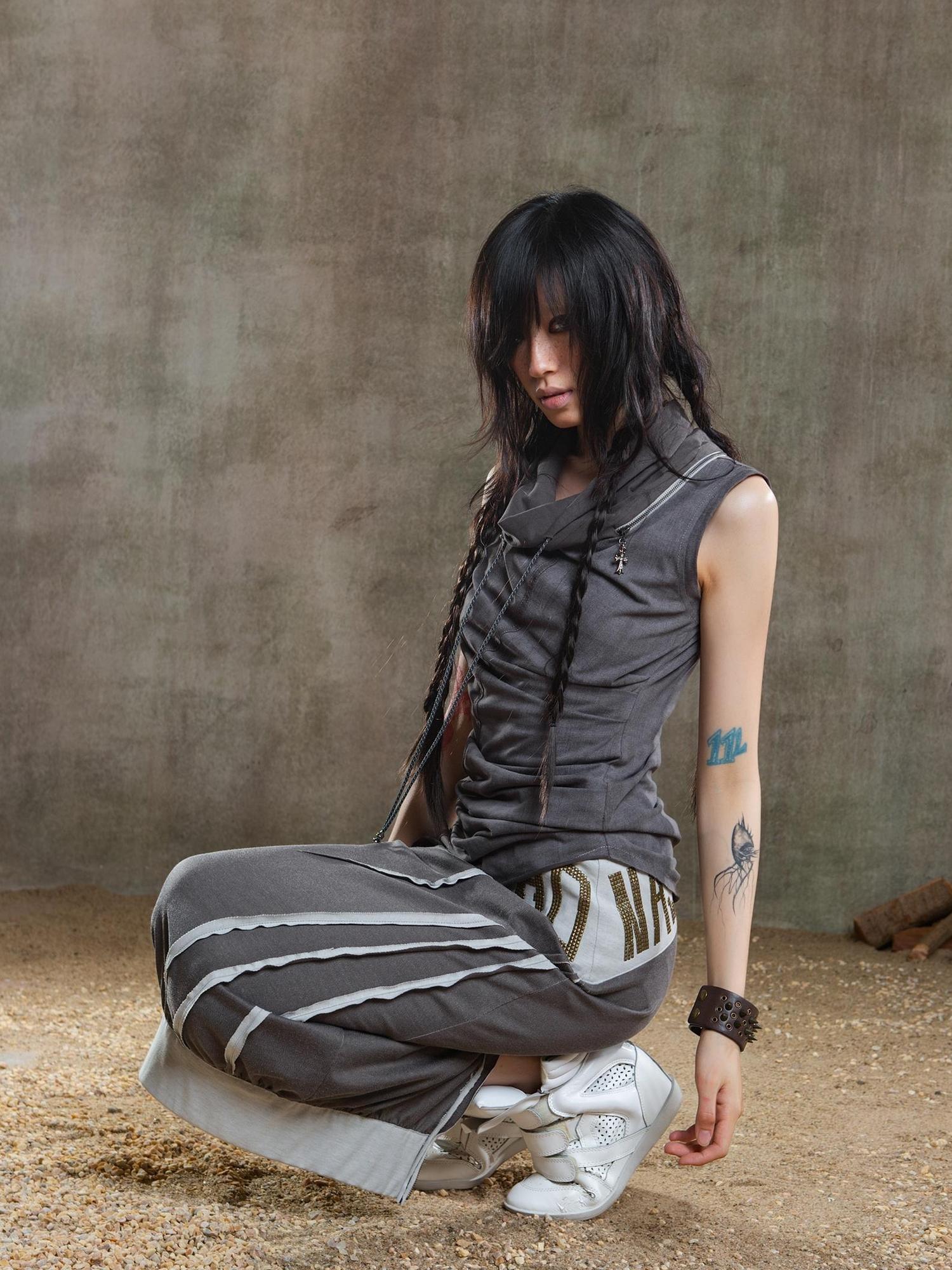ARIADNAw Punk Asym Fold Vest Multi Wear Vintage Summer