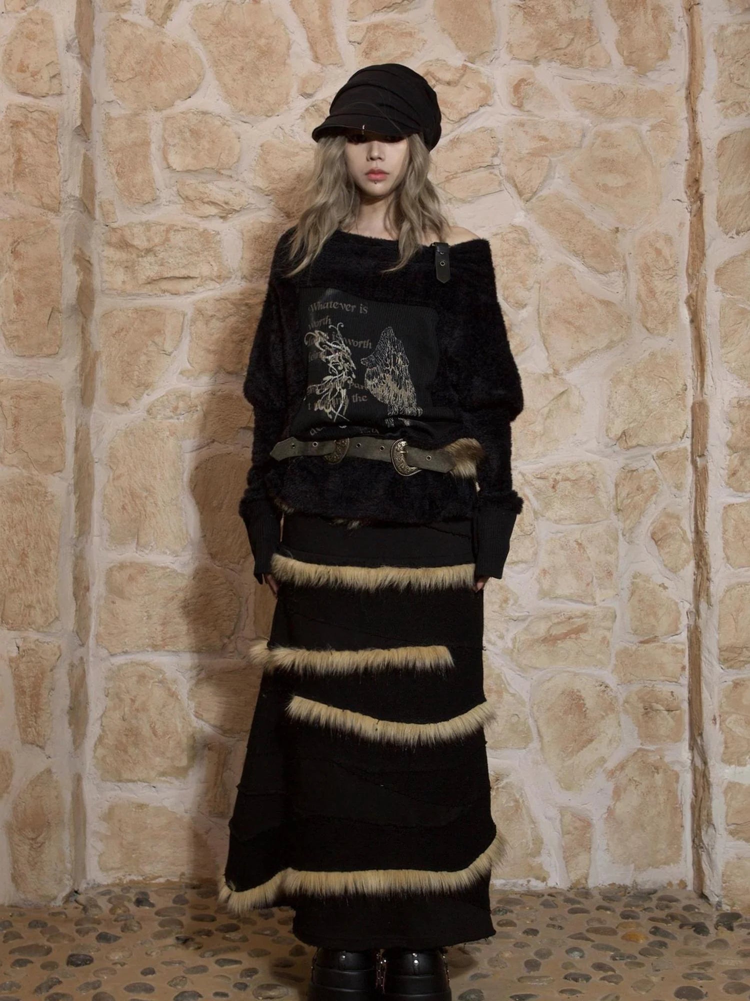 Punk Bat Sleeve Knit Top