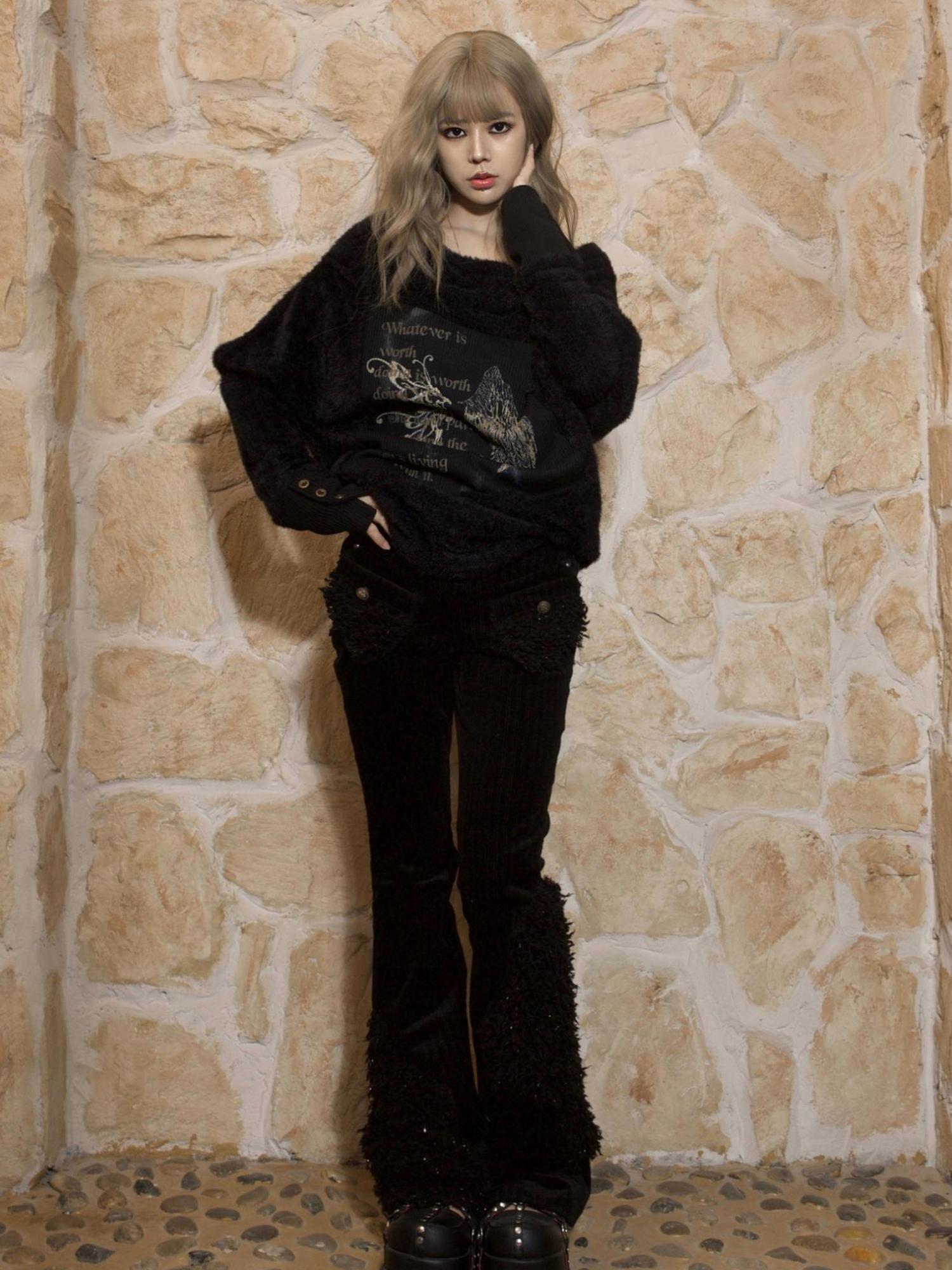 ARIADNAw Punk Bat Sleeve Knit Top
