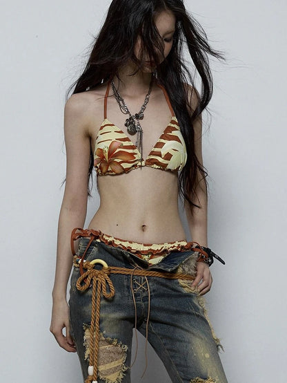 Punk Bikini Set Leopard Print Y2K Swimwear