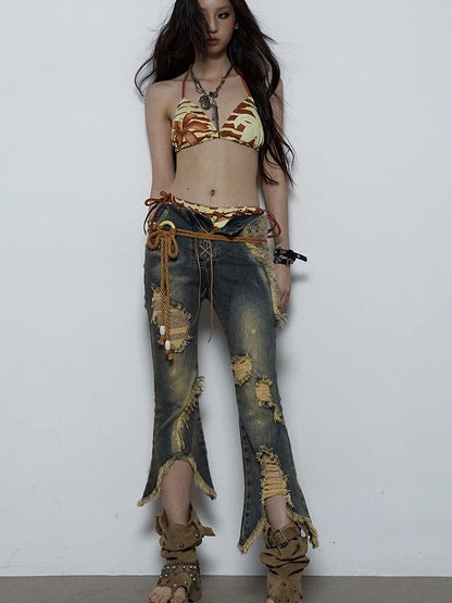 Punk Bikini Set Leopard Print Y2K Swimwear