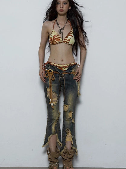 Punk Bikini Set Leopard Print Y2K Swimwear