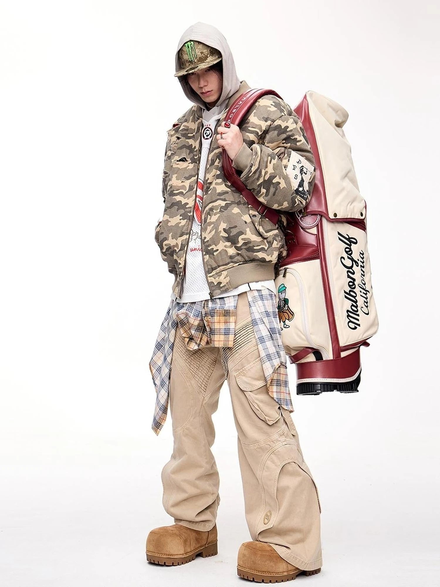 Punk Camo Distressed Thickened Unisex Vintage Bomber Jacket