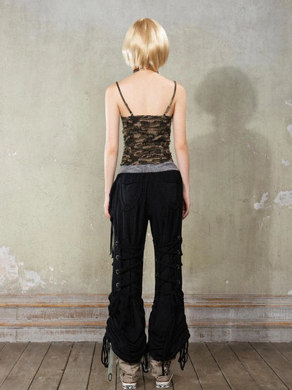 Punk Camouflage V Neck Cutout Tank Top