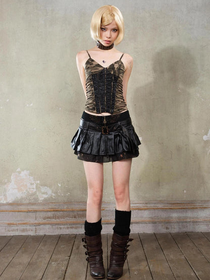 Punk Camouflage V Neck Cutout Tank Top