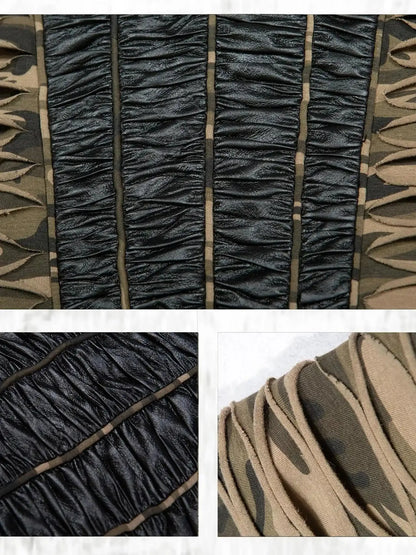 Punk Camouflage V Neck Cutout Tank Top