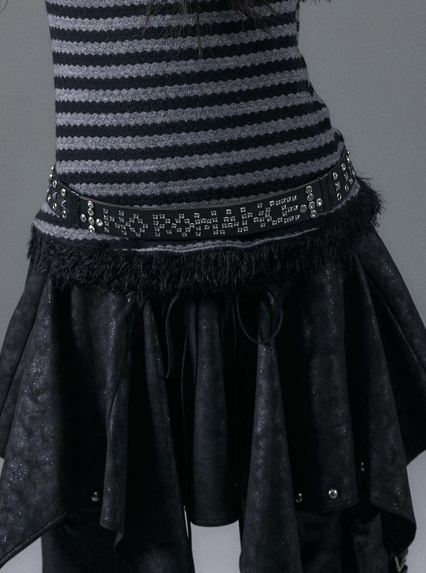 Punk Chic Rhinestone Leather Belt for Women Fashion Belt