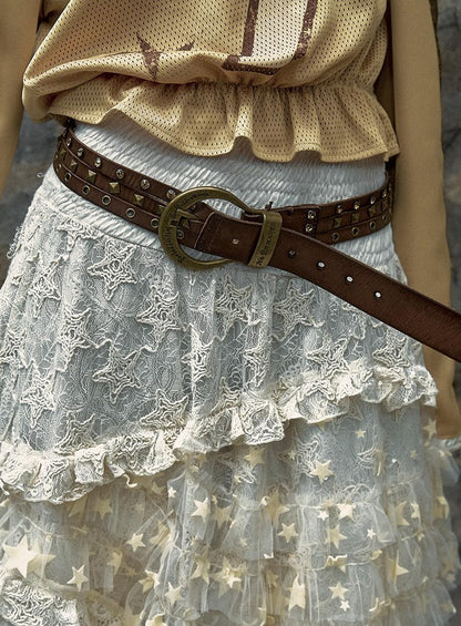 Punk Chic Rhinestone Leather Belt for Women Fashion Belt