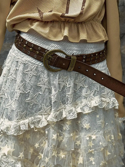 Punk Chic Rhinestone Leather Belt For Women Fashion Belt