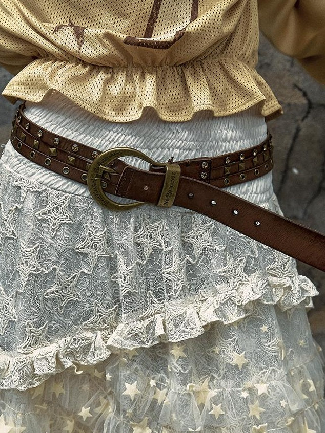 Punk Chic Rhinestone Leather Belt for Women Fashion Belt