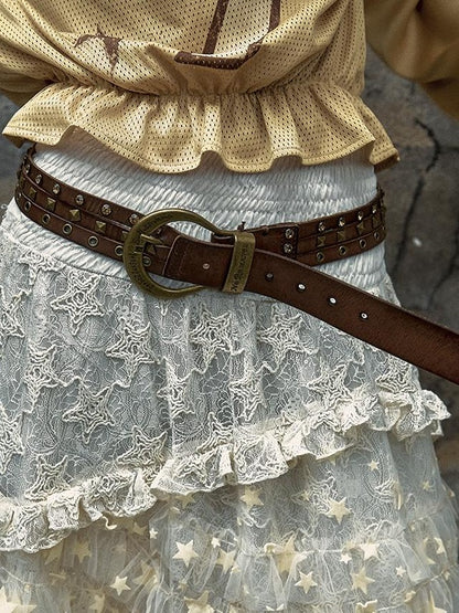 Punk Chic Rhinestone Leather Belt for Women Fashion Belt
