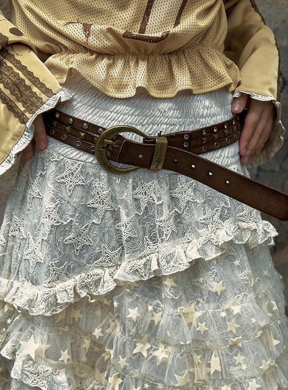 Punk Chic Rhinestone Leather Belt for Women Fashion Belt