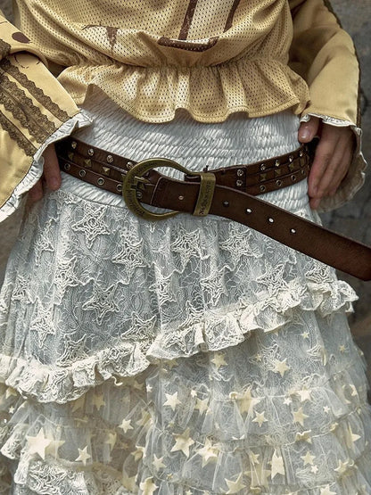 Punk Chic Rhinestone Leather Belt For Women Fashion Belt