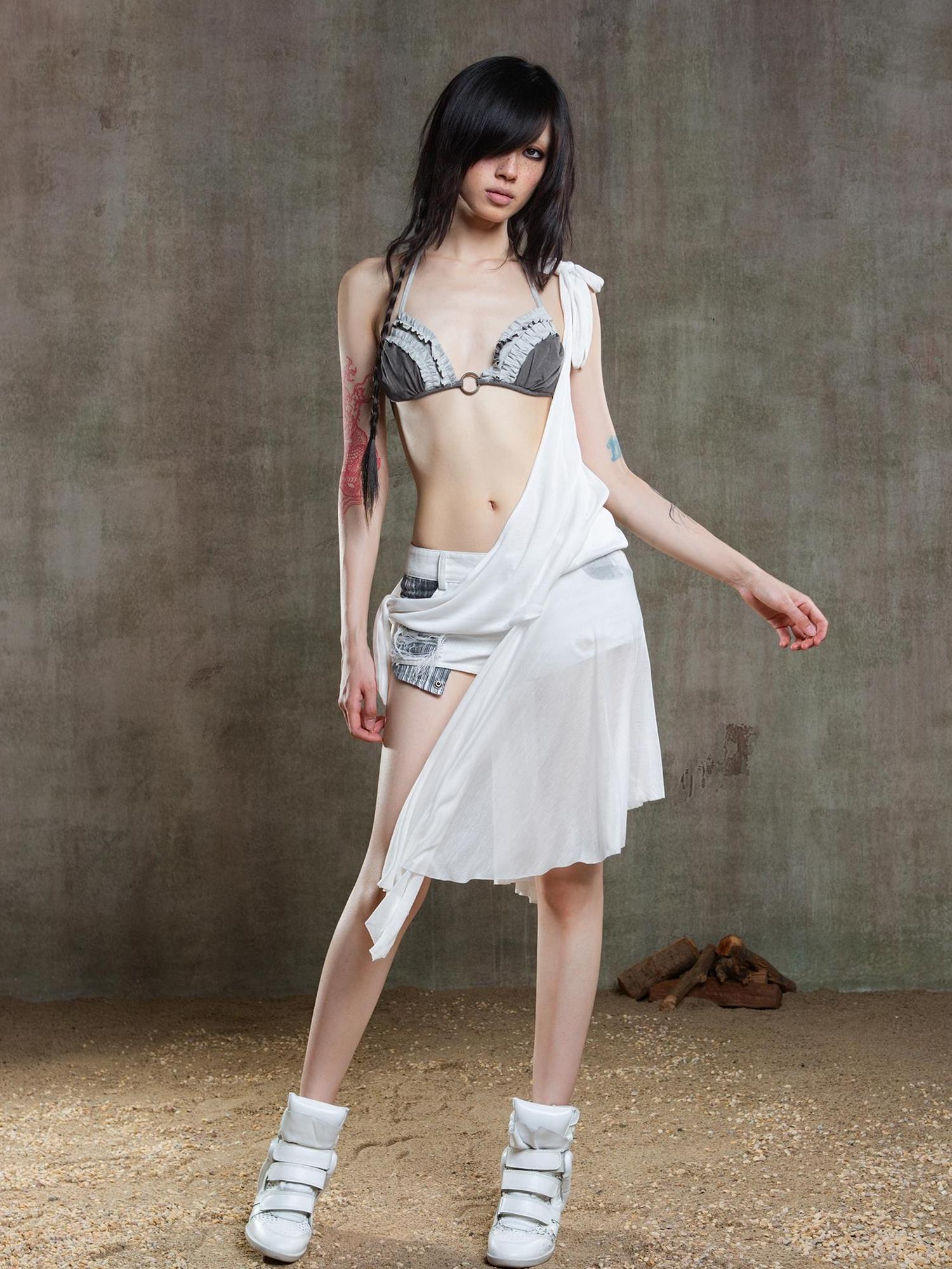 ARIADNAw Punk Crinkle Bikini Y2k Summer Edge