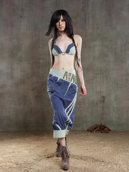 ARIADNAw Punk Crinkle Bikini Y2k Summer Edge