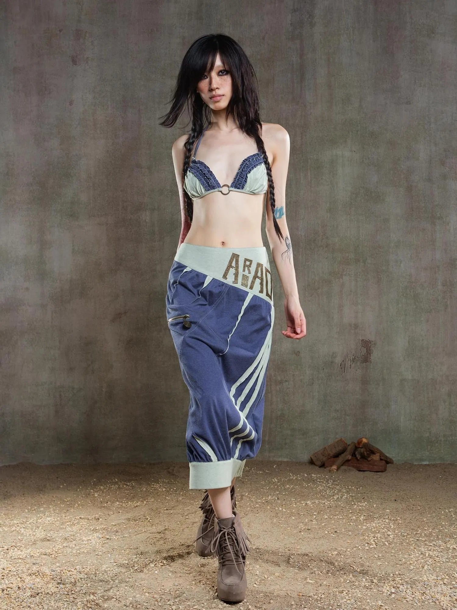 Punk Crinkle Bikini Y2k Summer Edge