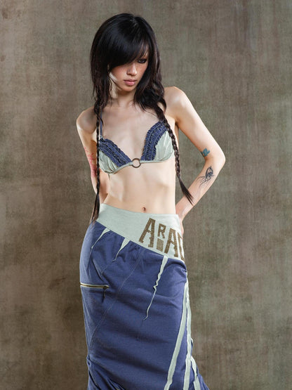 ARIADNAw Punk Crinkle Bikini Y2k Summer Edge