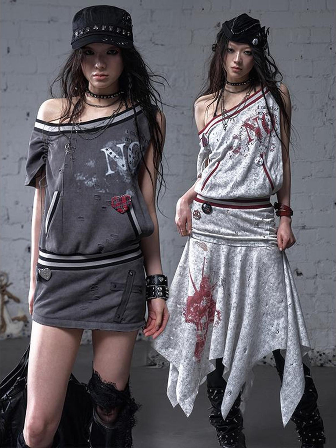 NO ROMANCE Punk Detachable Hem Sleeveless Bodycon Dress