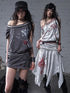 NO ROMANCE Punk Detachable Hem Sleeveless Bodycon Dress