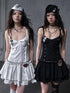 NO ROMANCE Punk Gothic Lace Trim Mini Puff Dress