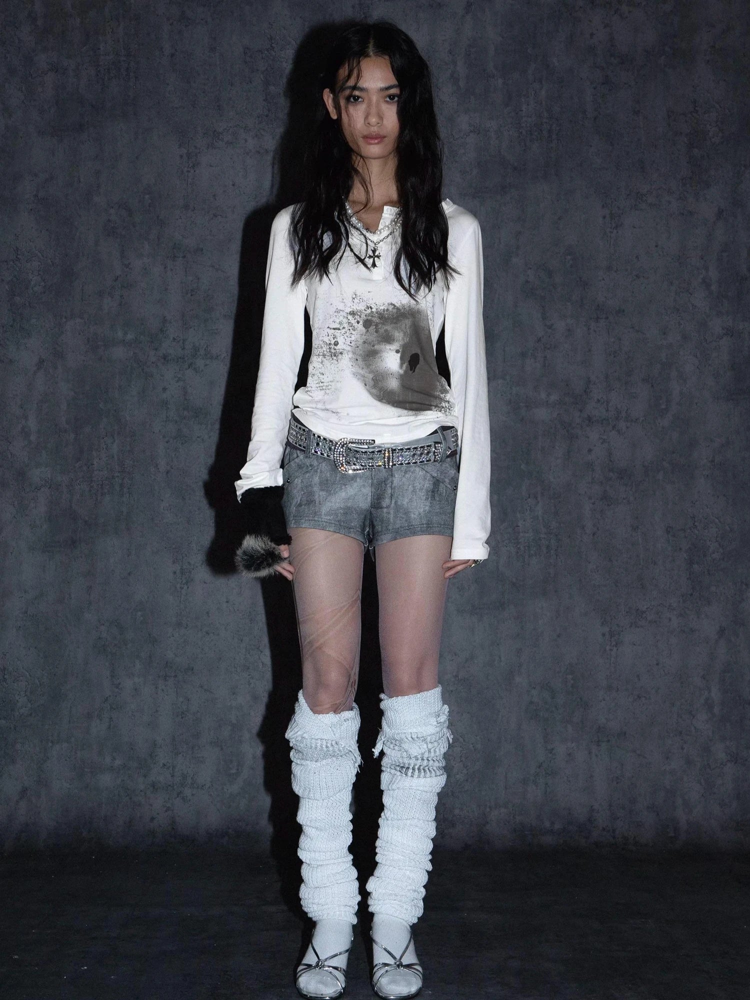 Punk Graphic Long Sleeve T-Shirt For Women Cotton Abstract Print Tee