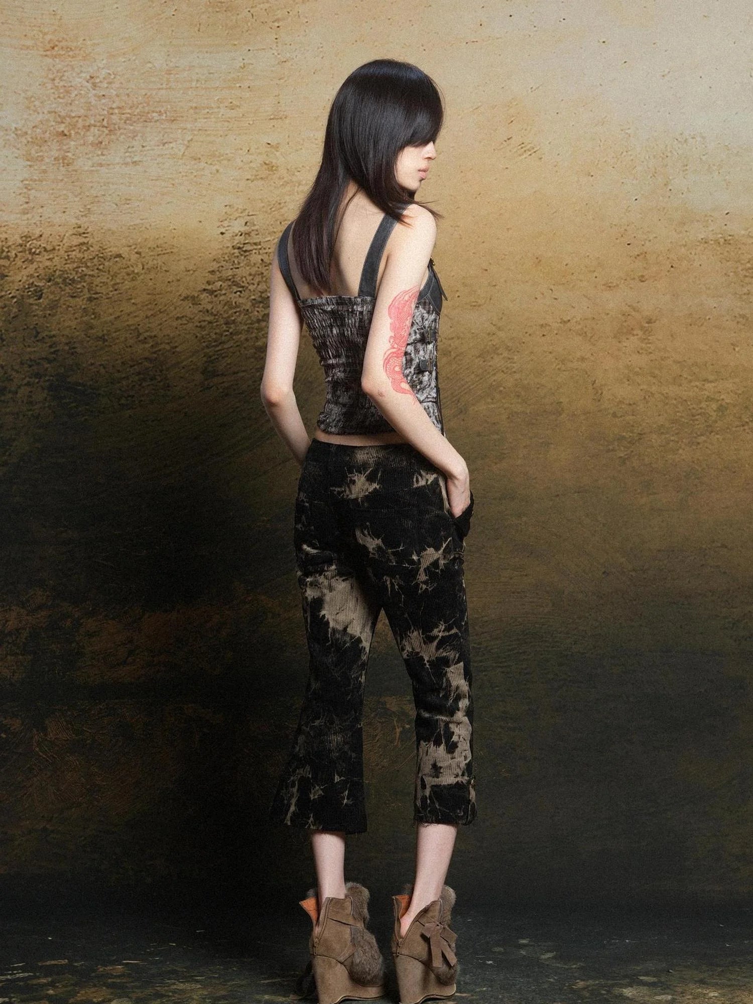 Punk Grid Mesh Corset Bralette Top Streetwear Niche