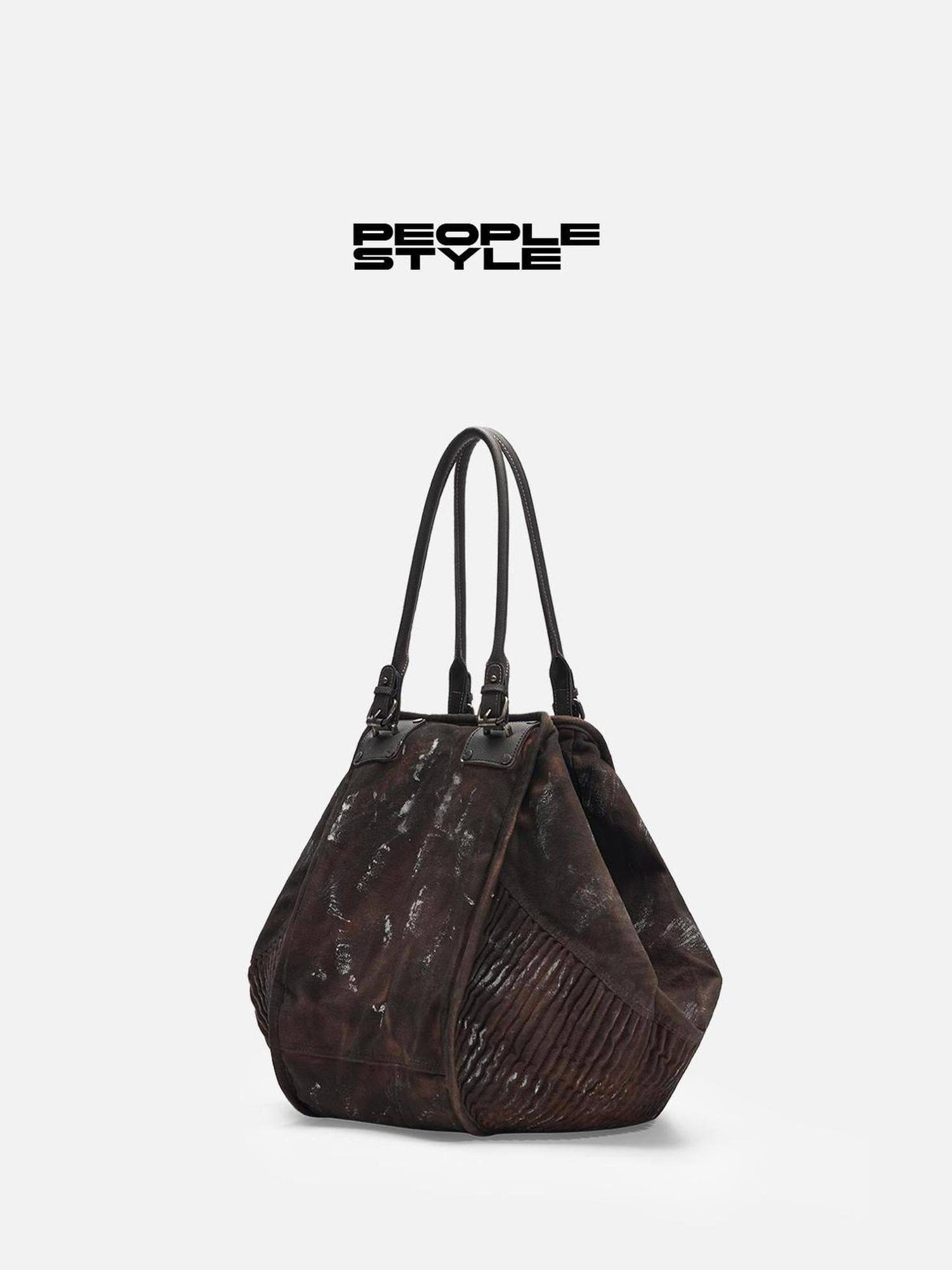 Peoplesense Punk Grunge Wrinkled Underarm Tote Vintage Soft Crossbody Bag