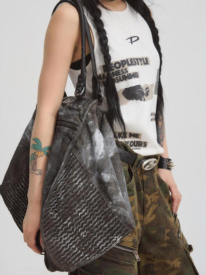 Peoplesense Punk Grunge Wrinkled Underarm Tote Vintage Soft Crossbody Bag