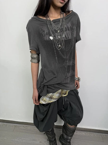 Punk Knit Sleeveless Tee With Digital Print T-Shirt