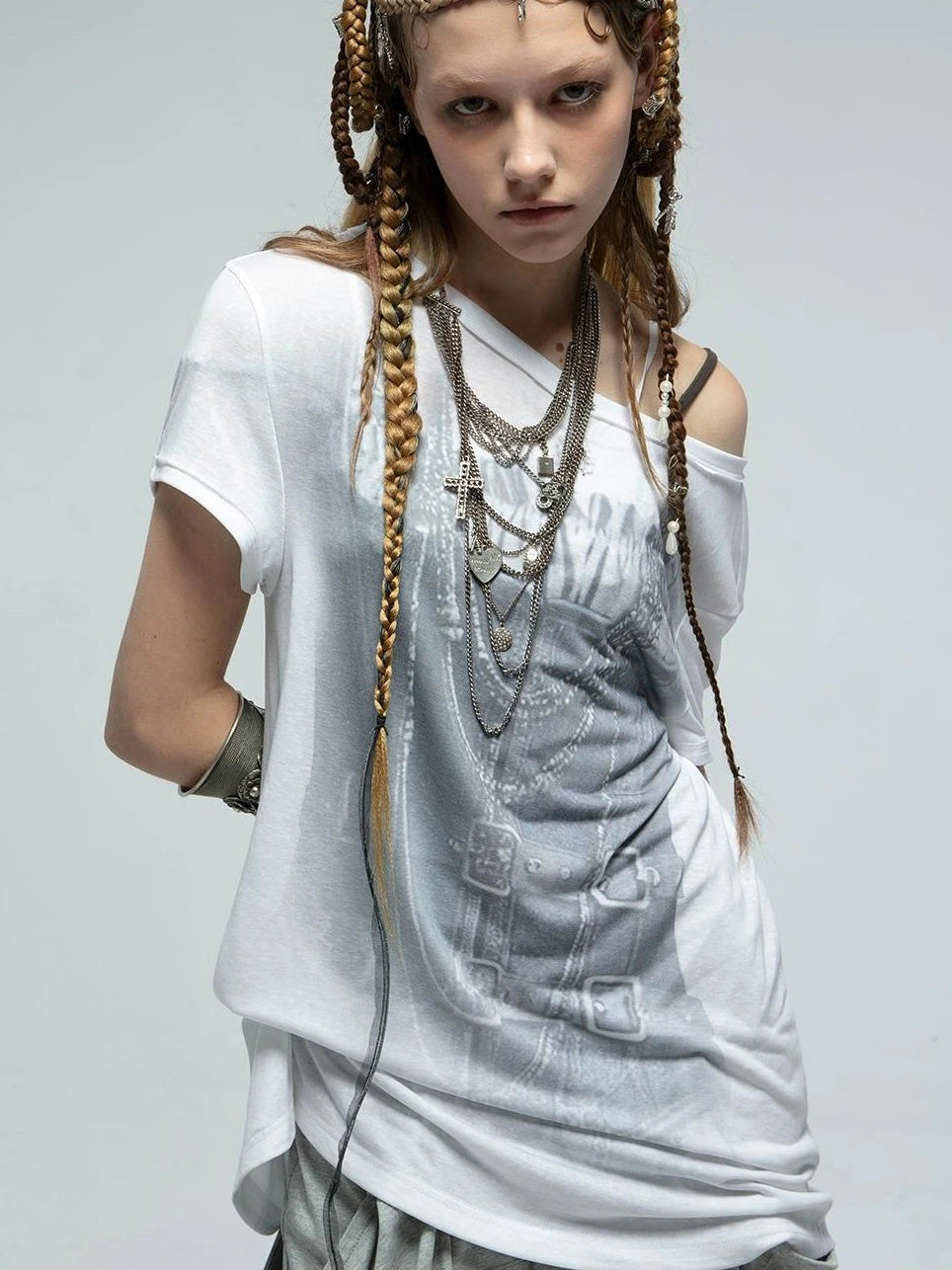 Punk Knit Sleeveless Tee With Digital Print T-Shirt