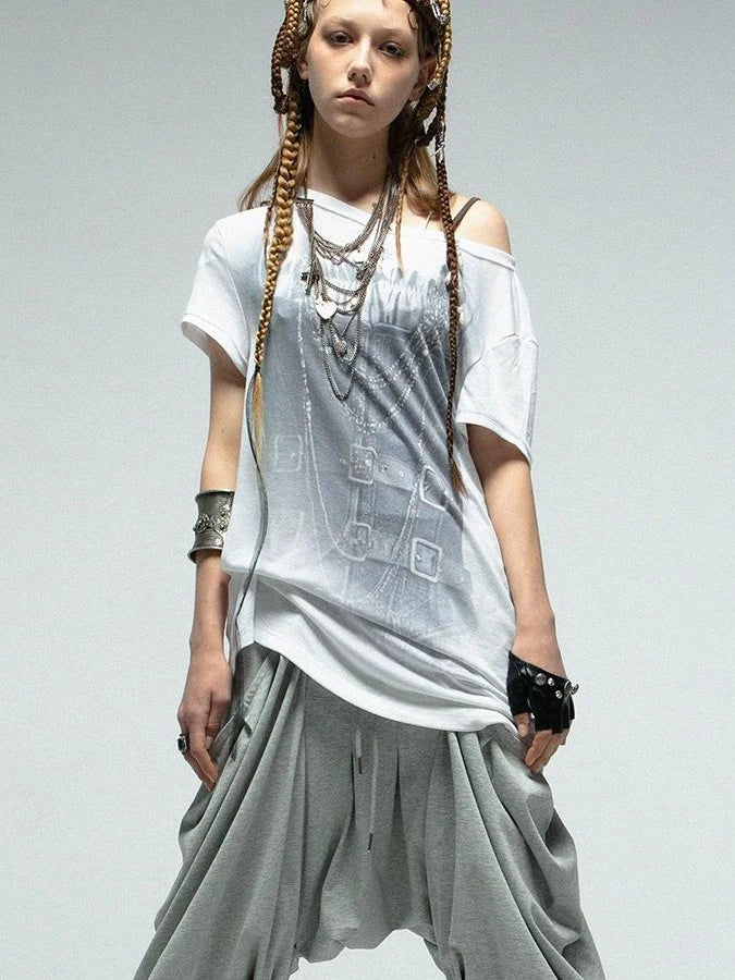 Punk Knit Sleeveless Tee With Digital Print T-Shirt